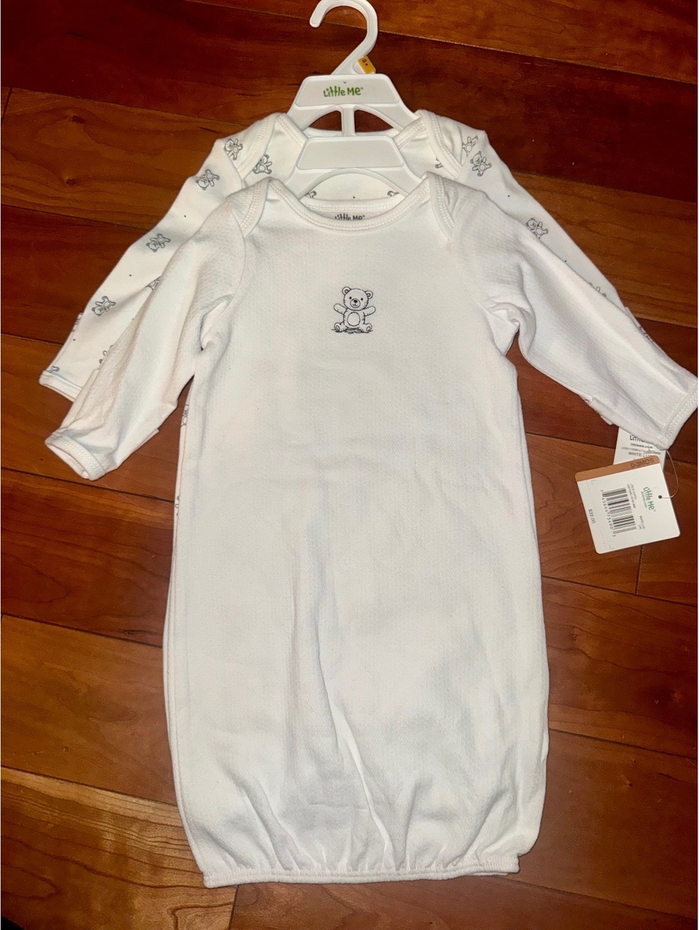NWT Little Me Baby Gown and Sleeper Set 0-3 Months White Cotton 2-Piece
